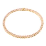 8mm Wide Rose Gold Plated Brass Cuban Chain Necklace with Zircon Trendy Hip-hop Style Unisex Gift