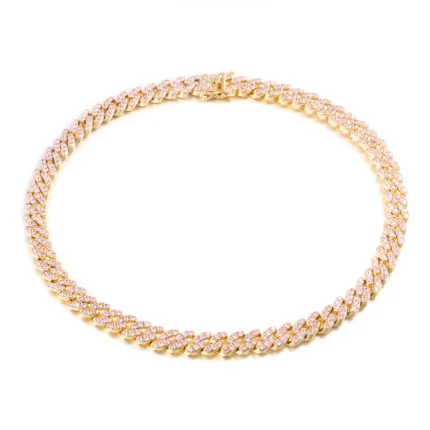 8mm Wide Rose Gold Plated Brass Cuban Chain Necklace with Zircon Trendy Hip-hop Style Unisex Gift