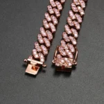 8mm Wide Rose Gold Plated Brass Cuban Chain Necklace with Zircon Trendy Hip-hop Style Unisex Gift - Image 5