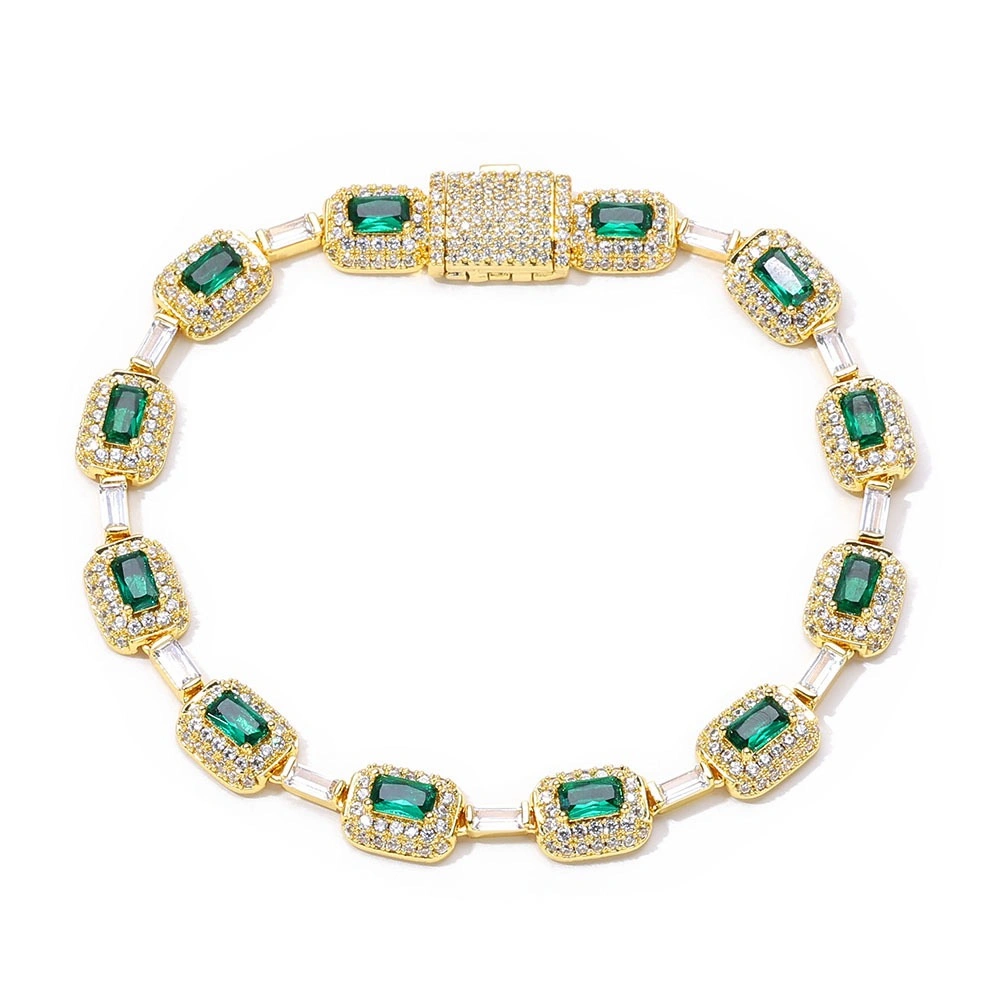 Hiphop Colored Gemstone Jewelry for Women, High-end Emerald Zircon Bracelet, Factory Direct Sale (1) Hiphop Colored Gemstone Jewelry for Women, High-end Emerald Zircon Bracelet, Factory Direct Sale - Image 1