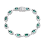 Hiphop Colored Gemstone Jewelry for Women, High-end Emerald Zircon Bracelet, Factory Direct Sale - Image 2