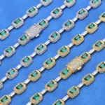 Hiphop Colored Gemstone Jewelry for Women, High-end Emerald Zircon Bracelet, Factory Direct Sale - Image 4
