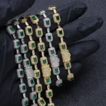 Hiphop Colored Gemstone Jewelry for Women, High-end Emerald Zircon Bracelet, Factory Direct Sale - Image 3