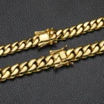 Men's 18K Gold-Plated Copper Cuban Chain Bracelet Custom Logo 6 to 18mm Monaco Necklace Miami Cuban Chain Necklace - Image 6