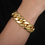 Men's 18K Gold-Plated Copper Cuban Chain Bracelet Custom Logo 6 to 18mm Monaco Necklace Miami Cuban Chain Necklace - Image 4