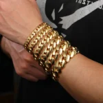 Unisex 10mm Copper Cuban Chain Bracelet Bangles 18K Gold-Plated Hip-hop CasualSporty Fashion Accessory Copper Zircon for Gift - Image 3