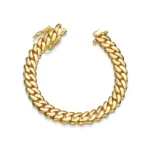 Unisex 10mm Copper Cuban Chain Bracelet Bangles 18K Gold-Plated Hip-hop CasualSporty Fashion Accessory Copper Zircon for Gift