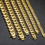 Unisex 10mm Copper Cuban Chain Bracelet Bangles 18K Gold-Plated Hip-hop CasualSporty Fashion Accessory Copper Zircon for Gift - Image 5