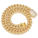 Wholesale Price of Trendy Hip-hop Style Jewelry 5A Zircon Cool Design 18mm Copper 18K Gold Plated Link Chain Unisex Party