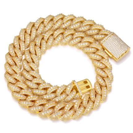 Wholesale Price of Trendy Hip-hop Style Jewelry 5A Zircon Cool Design 18mm Copper 18K Gold Plated Link Chain Unisex Party