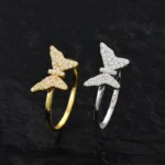 Wholesale S925 Sterling Silver VVS Moissanite Women's Ring Butterfly Flower Shape Cluster Pave Setting GRA Certificate Gift Box - Image 2