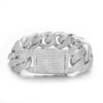 Hip-hop 20mm Moissanite Bubble Cuban Chain Luxury Rhodium Plated Sterling Silver Unisex Bracelet Claw Setting for Everyday Wear - 图片 3