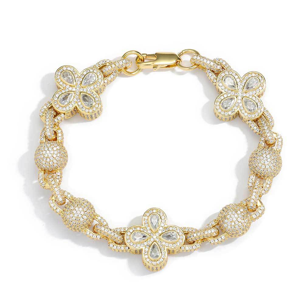 主图_1 Hip Hop Round Bead Bracelet - S925 Silver Moissanite Chain & Link Bracelet for Men & Women, Custom Luxury Jewelry - 图片 1
