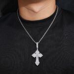 S925 Sterling Silver Cross Pendant Hip Hop Style Religious Necklace Charm for Men Women Party Gift - 图片 6