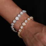 18K Gold Plated Cluster Tennis Bracelet for Women Sparkling Zircon 10mm Link Chain Jewelry Gift - 图片 2