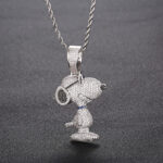 Iced Out Snoopy Pendant Necklace - 18K Gold Plated VVS Moissanite CZ Hip Hop Chain for Men & Women - 图片 6