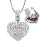 Hip-hop Jewelry 18K Gold Plated Copper Alloy Dazzling Zircon Custom Blank Photo Memory Box Pendant Men's Picture Necklace - 图片 3