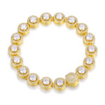 18K Gold Plated Cluster Tennis Bracelet for Women Sparkling Zircon 10mm Link Chain Jewelry Gift