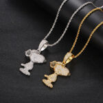 Iced Out Snoopy Pendant Necklace - 18K Gold Plated VVS Moissanite CZ Hip Hop Chain for Men & Women - 图片 5