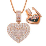 Hip-hop Jewelry 18K Gold Plated Copper Alloy Dazzling Zircon Custom Blank Photo Memory Box Pendant Men's Picture Necklace