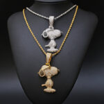 Iced Out Snoopy Pendant Necklace - 18K Gold Plated VVS Moissanite CZ Hip Hop Chain for Men & Women - 图片 4