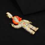 Hip Hop Brass Gun Pendant Zircon Enamel Horror Style Ice Crystal Charm Necklace for Men Party Jewelry - 图片 3