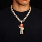 Hip Hop Brass Gun Pendant Zircon Enamel Horror Style Ice Crystal Charm Necklace for Men Party Jewelry - 图片 2