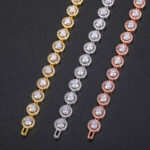 18K Gold Plated Cluster Tennis Bracelet for Women Sparkling Zircon 10mm Link Chain Jewelry Gift - 图片 4