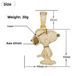 Iced Out Snoopy Pendant Necklace - 18K Gold Plated VVS Moissanite CZ Hip Hop Chain for Men & Women - 图片 2