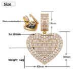 Hip-hop Jewelry 18K Gold Plated Copper Alloy Dazzling Zircon Custom Blank Photo Memory Box Pendant Men's Picture Necklace - 图片 7